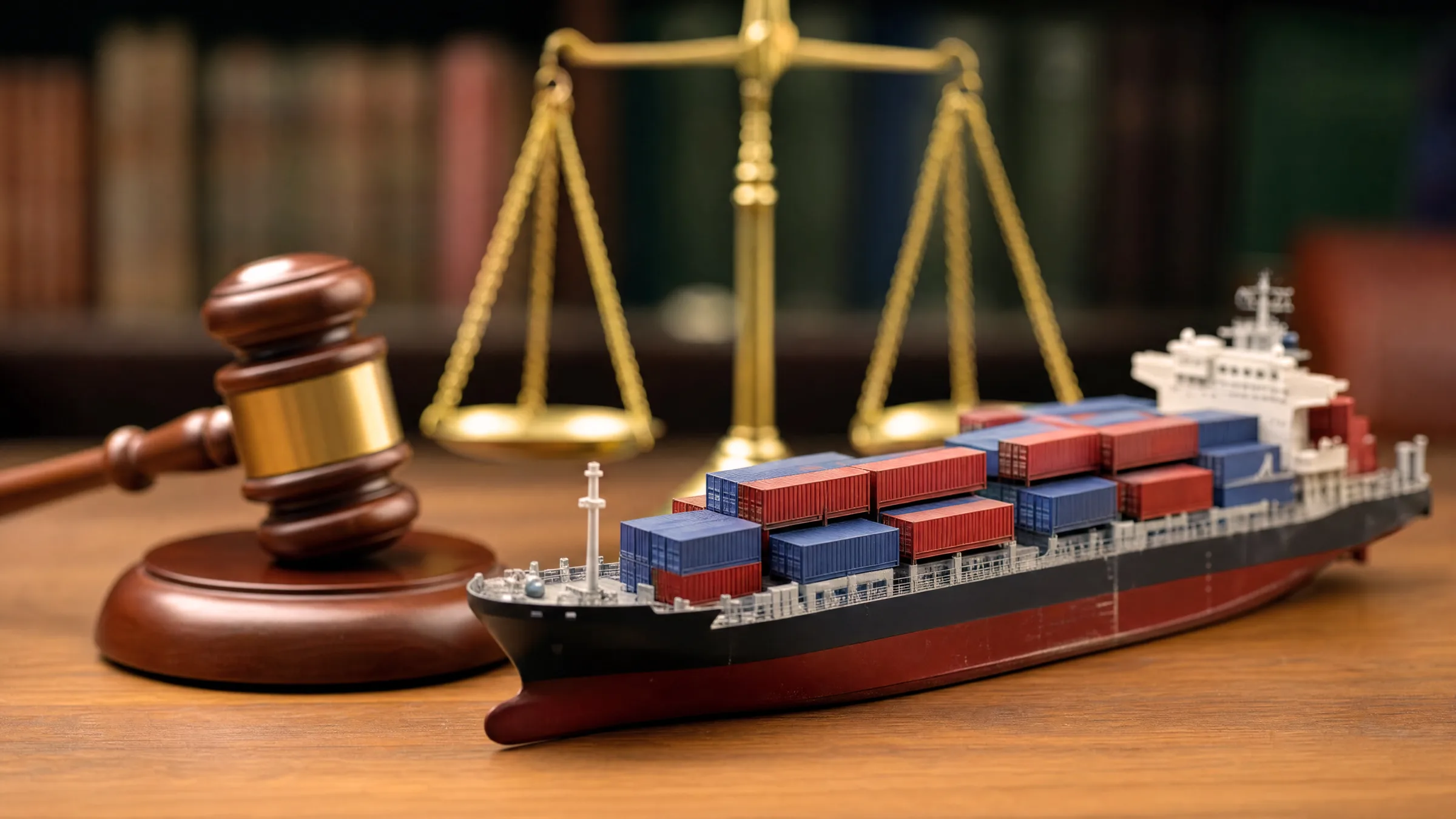 cargo-container-ship-model-with-gavel-scales-justice-maritime-law-trade-regulation