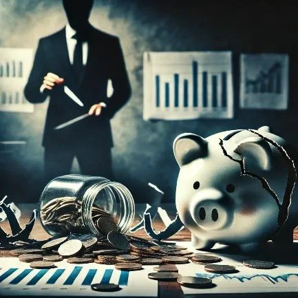 Concept illustration of financial loss and weak corporate controls.